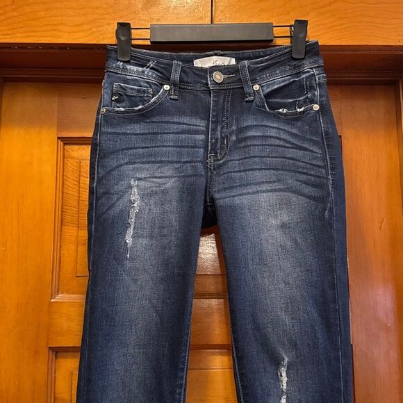 KanCan Dark Blue Distressed Strechy Skinny Jeans Women’s US 25 - Picture 2 of 8